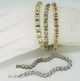 4 Sterling & Gold Tone Tennis Bracelets