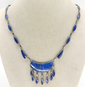 Vintage 950 Silver Lapis Lazuli Necklace
