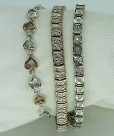 Three Sterling & Gold Tone Bracelets