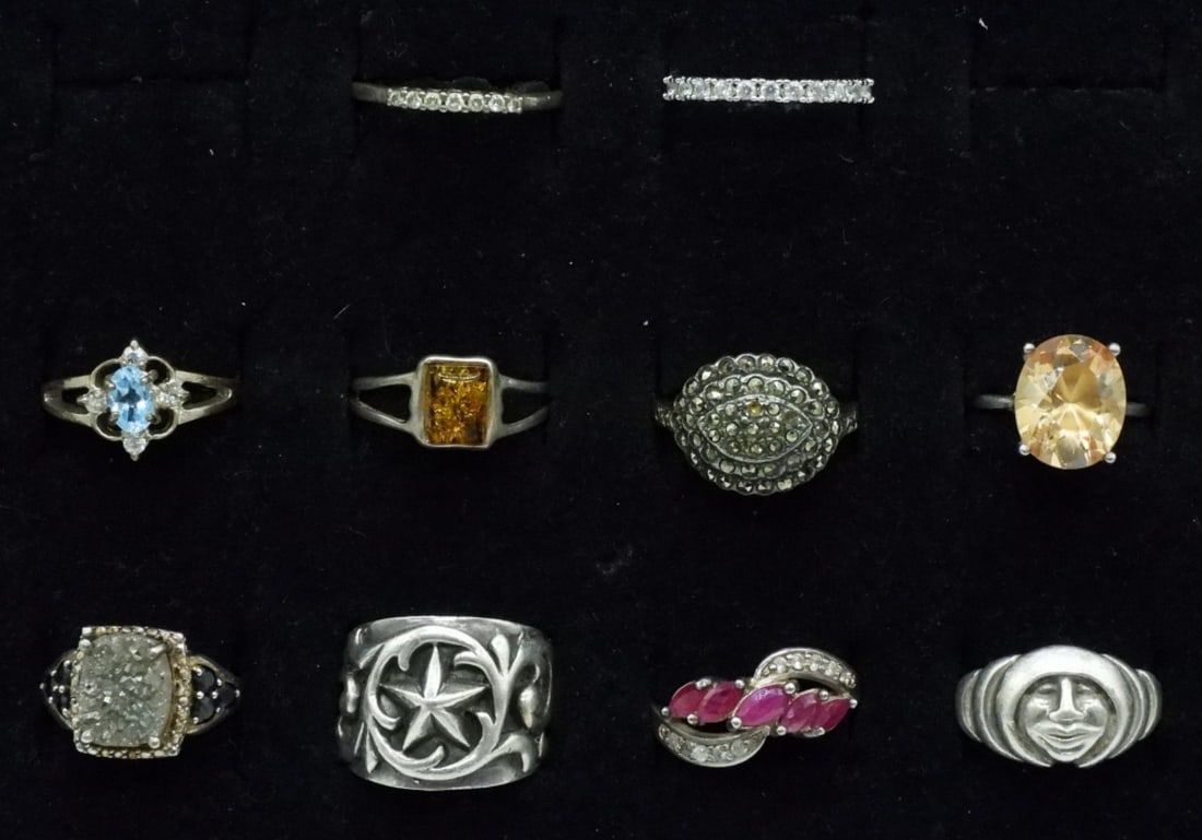 10 Various Gemstone Sterling Rings (1 of 1)