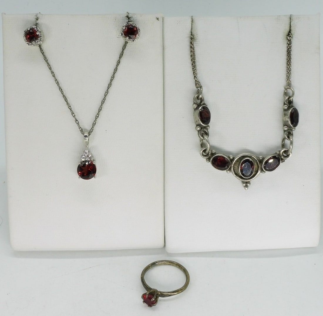 Garnet Necklaces, Earrings & Ring - 925 (1 of 4)