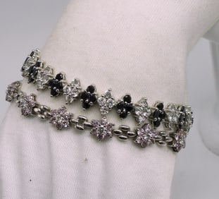 Pink & Black Gemstone 925 Bracelets