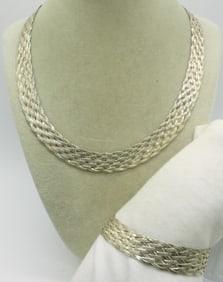Woven Sterling Necklace & Bracelet