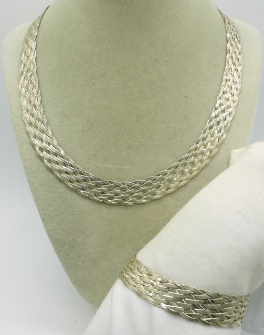 Woven Sterling Necklace & Bracelet (1 of 1)