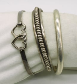 3 Sterling Cuff and Bangle Bracelets