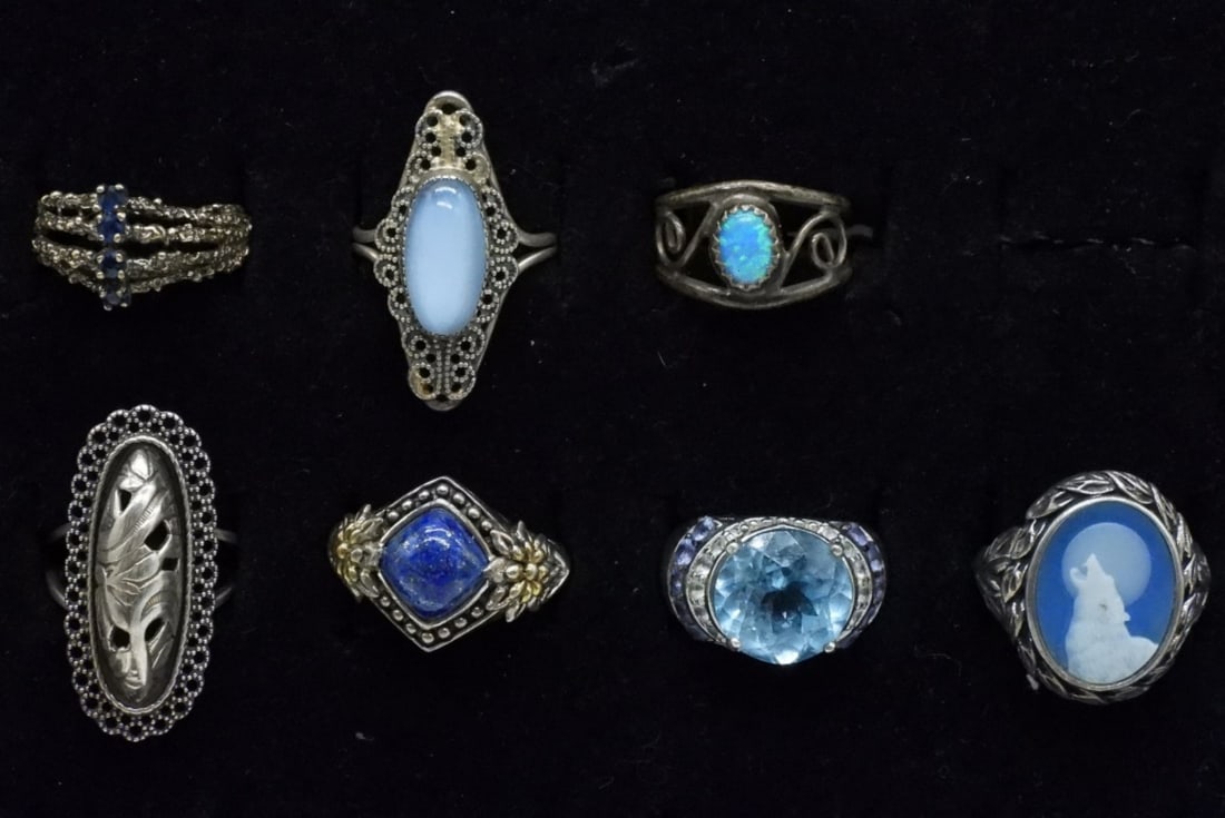 7 Sterling Gemstone Fashion Rings (1 of 2)