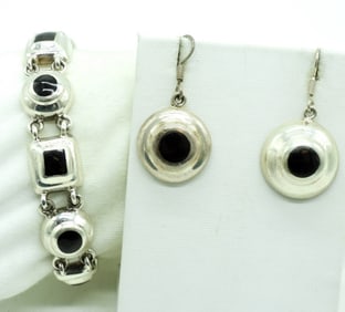 Mexico & Taxco Sterling Bracelet & Earrings