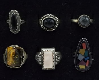Onyx, Tigers Eye & More 925 Rings