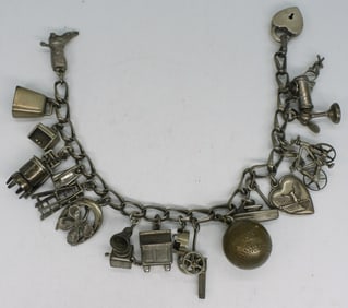 19 Vintage Sterling Charms & Chain