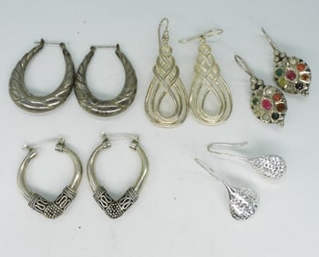 5 Pair Sterling Pierced Earrings