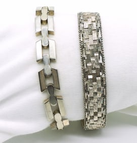Two Sterling Wide Bracelets