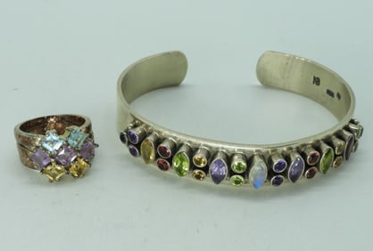 Multi Gemstone 925 Bracelet & Rings