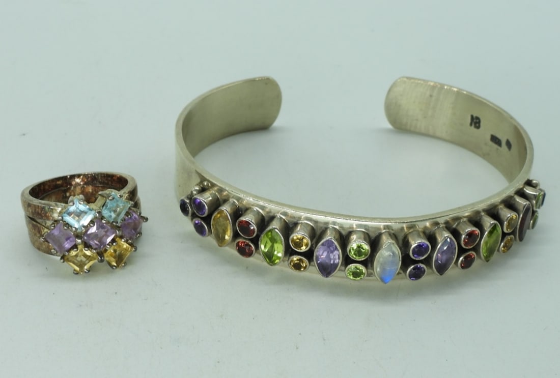 Multi Gemstone 925 Bracelet & Rings (1 of 4)