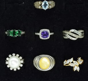 7 Sterling Gemstone Fashion Rings