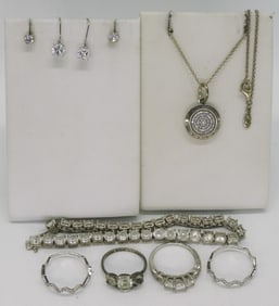Pandora Necklace, Sterling Rings & Earrings