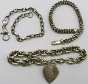 3 Sterling Chain Bracelets
