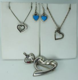 Heart Shaped Necklaces, Pin & Earrings