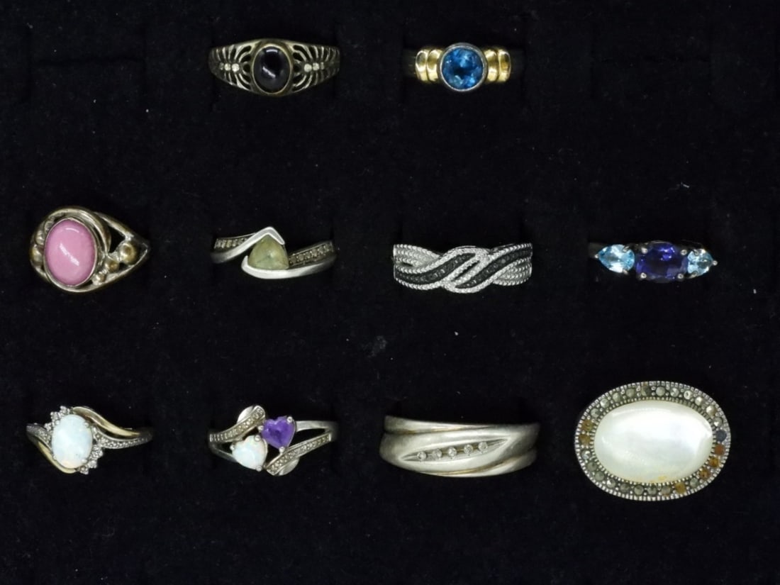 10 Sterling Gemstone Rings (1 of 2)