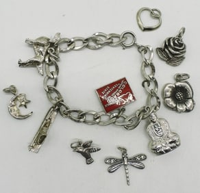 10 Sterling Charms & Bracelet