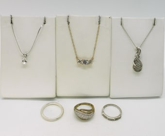 Simulated Diamond 925 Necklaces & Rings