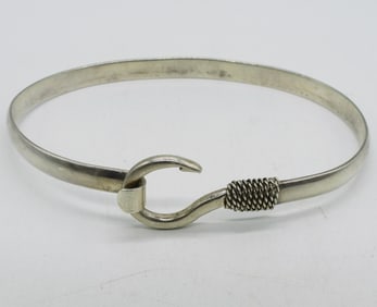 Sterling Fishhook Bangle Bracelet