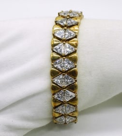 Gold Tone 925 CZ Wide Bracelet