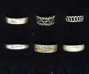 6 Sterling Bands, Men's & Women's
