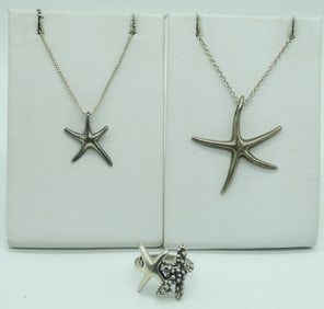 Sterling Starfish Necklaces & Ring 925