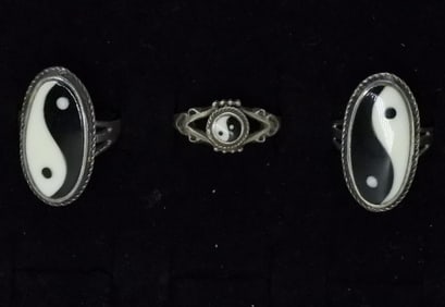 3 Sterling Yin and Yang Rings