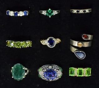9 Sterling Fashion Gemstone Rings
