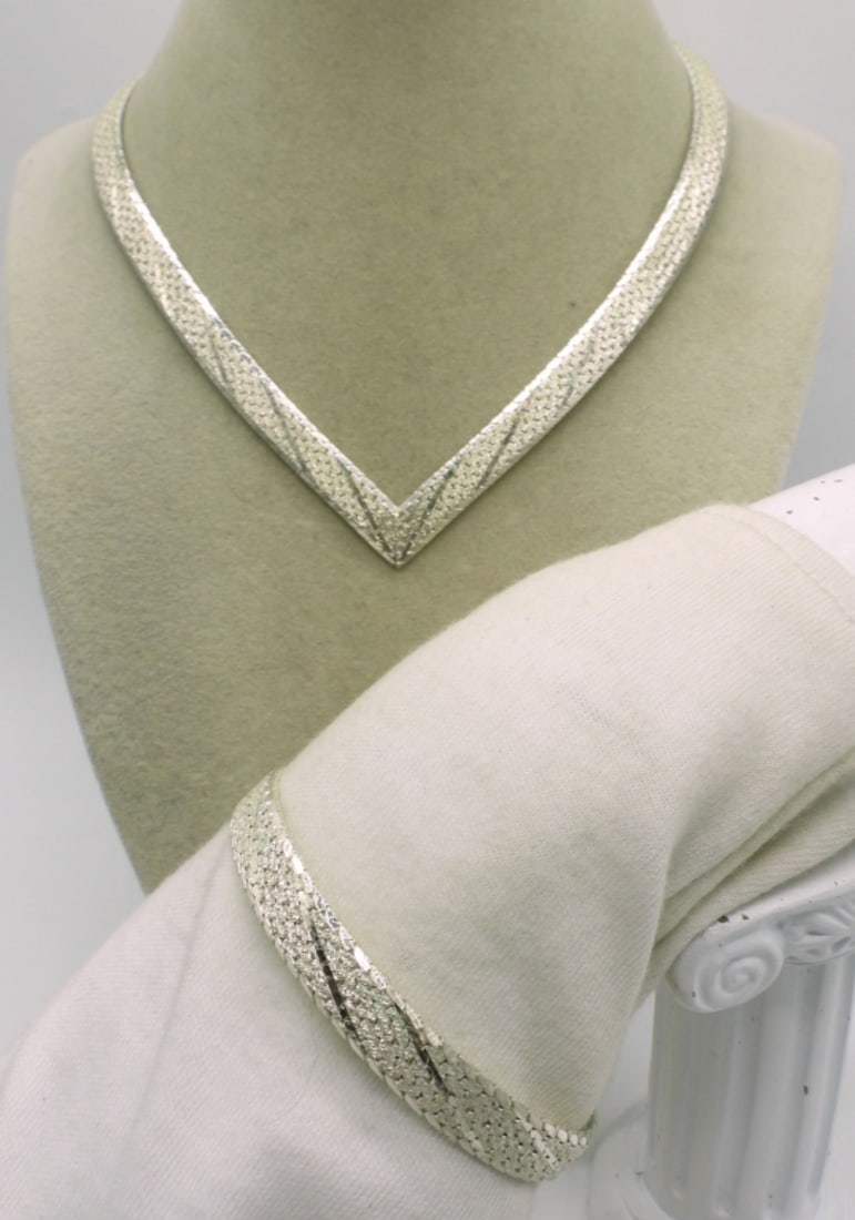 Woven Mesh 925 Necklace & Bracelet (1 of 1)