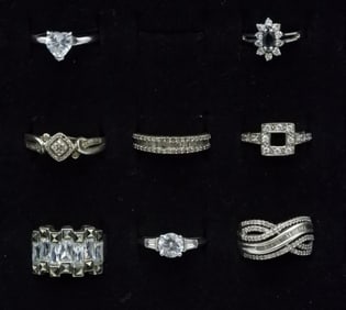 8 Sterling Bridal Style Rings