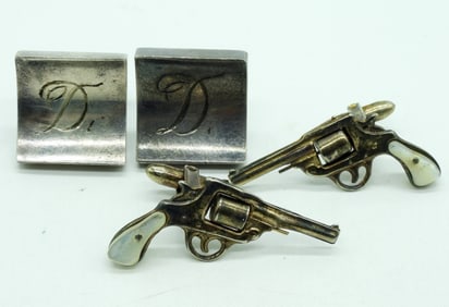 2 Pair of Sterling Vintage Cuff Links