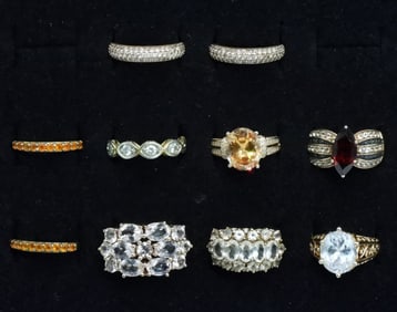 10 Sterling Gemstone Fashion Rings