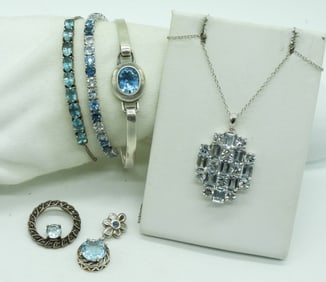 Blue Topaz & Aquamarine 925 Jewelry