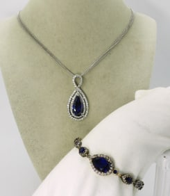 Simulated Sapphire Sterling Set