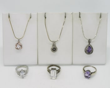 3 Necklaces, 3 Rings - Sterling