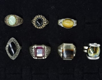 Agate, Onyx, Amethyst, Jade 925 Rings