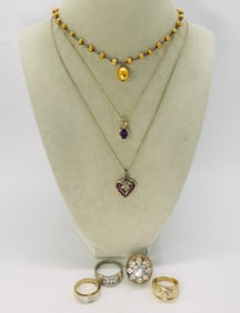 Gold Tone Sterling Rings & Necklaces