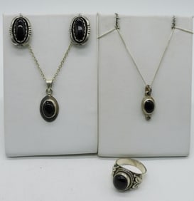Vintage Black Onyx Sterling Set