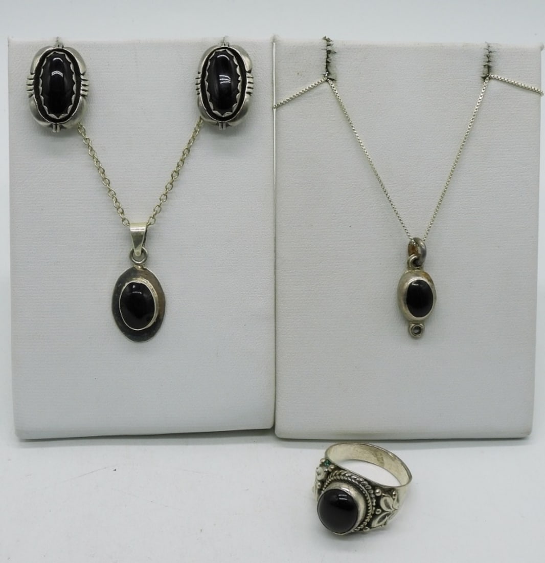 Vintage Black Onyx Sterling Set (1 of 1)