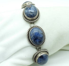 Sodalite Gemstone Taxco Sterling Bracelet