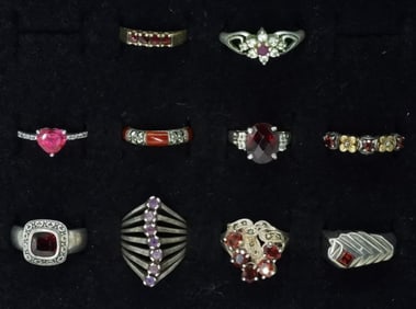 10 Sterling Garnet Rings