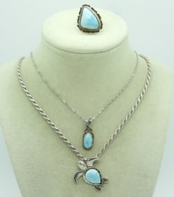 Larimar Sterling Necklaces & Ring