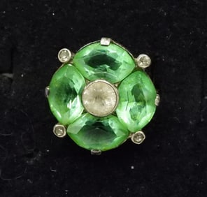 Vintage Sterling Uranium Glass Ring