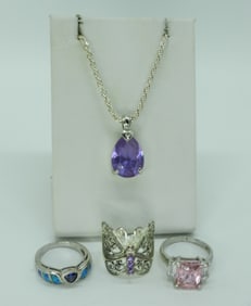 Opal & Amethyst Rings & Necklace