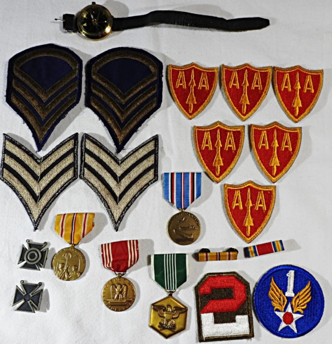 Military Badges, Patches, & Watch: Various conditions