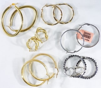 (6) Pair Of Hoop Earrings