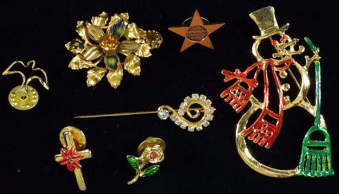 (6) Brooches & (1) Hat Pin