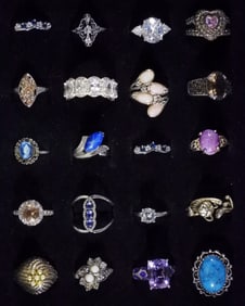 (20) Silver-Tone Rings Size:5.5-9.5